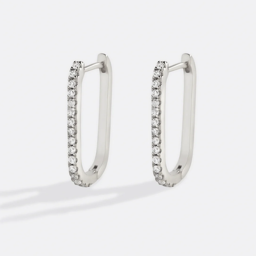 Square Pave Hoop Earrings - Image 19