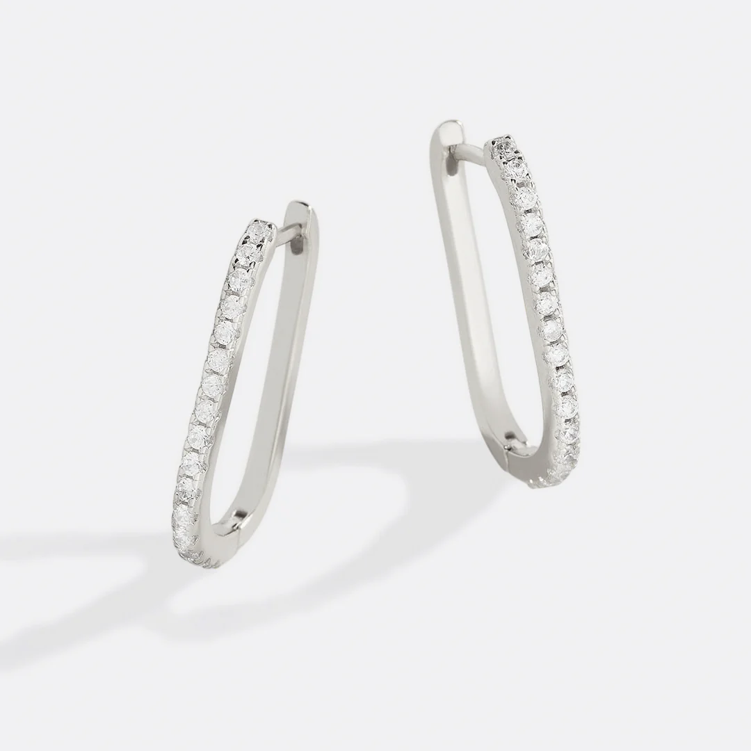 Square Pave Hoop Earrings - Image 21