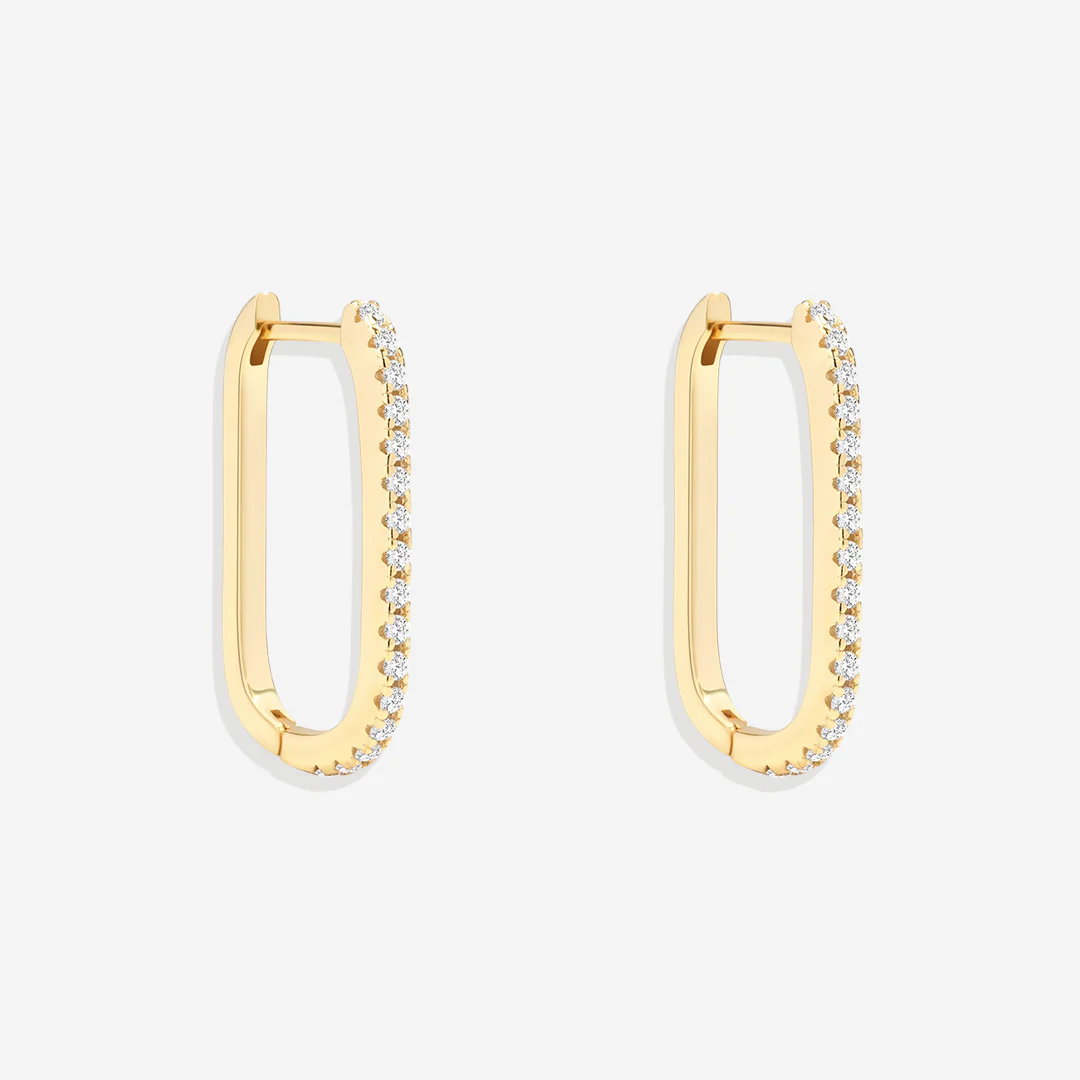 Square Pave Hoop Earrings - Image 7