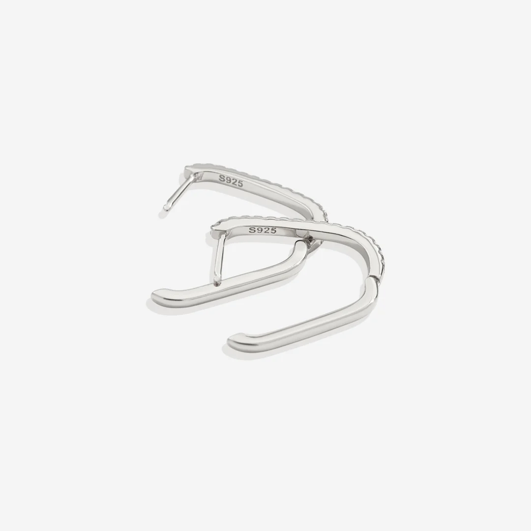 Square Pave Hoop Earrings - Image 9