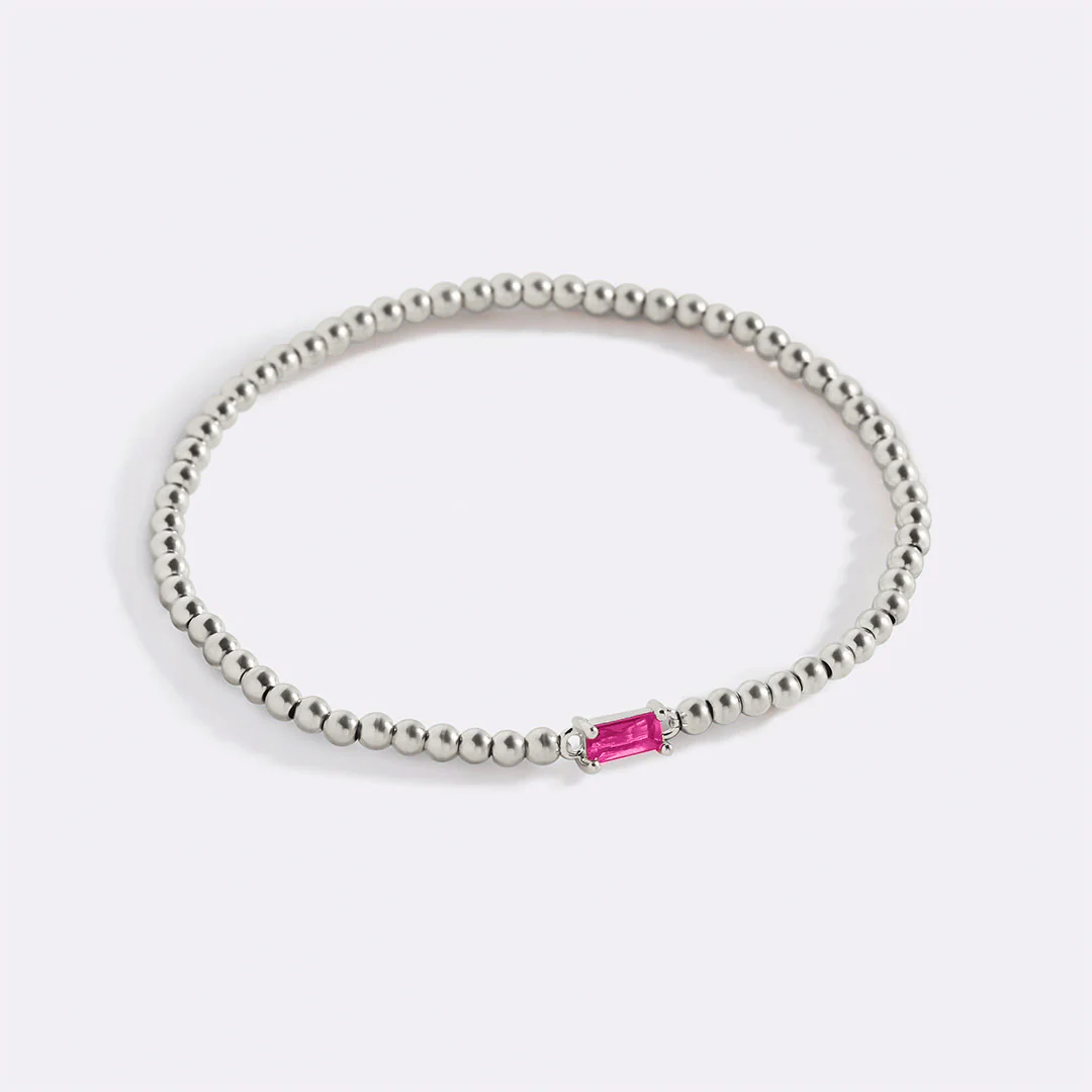 Sterling Silver Beaded Birthstone Bracelet - Image 18