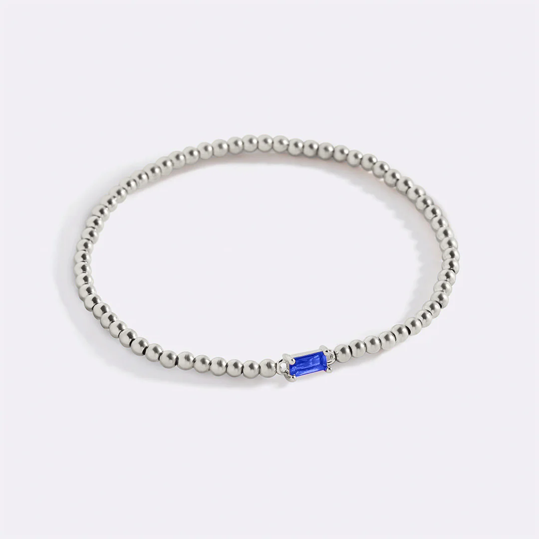 Sterling Silver Beaded Birthstone Bracelet - Image 22
