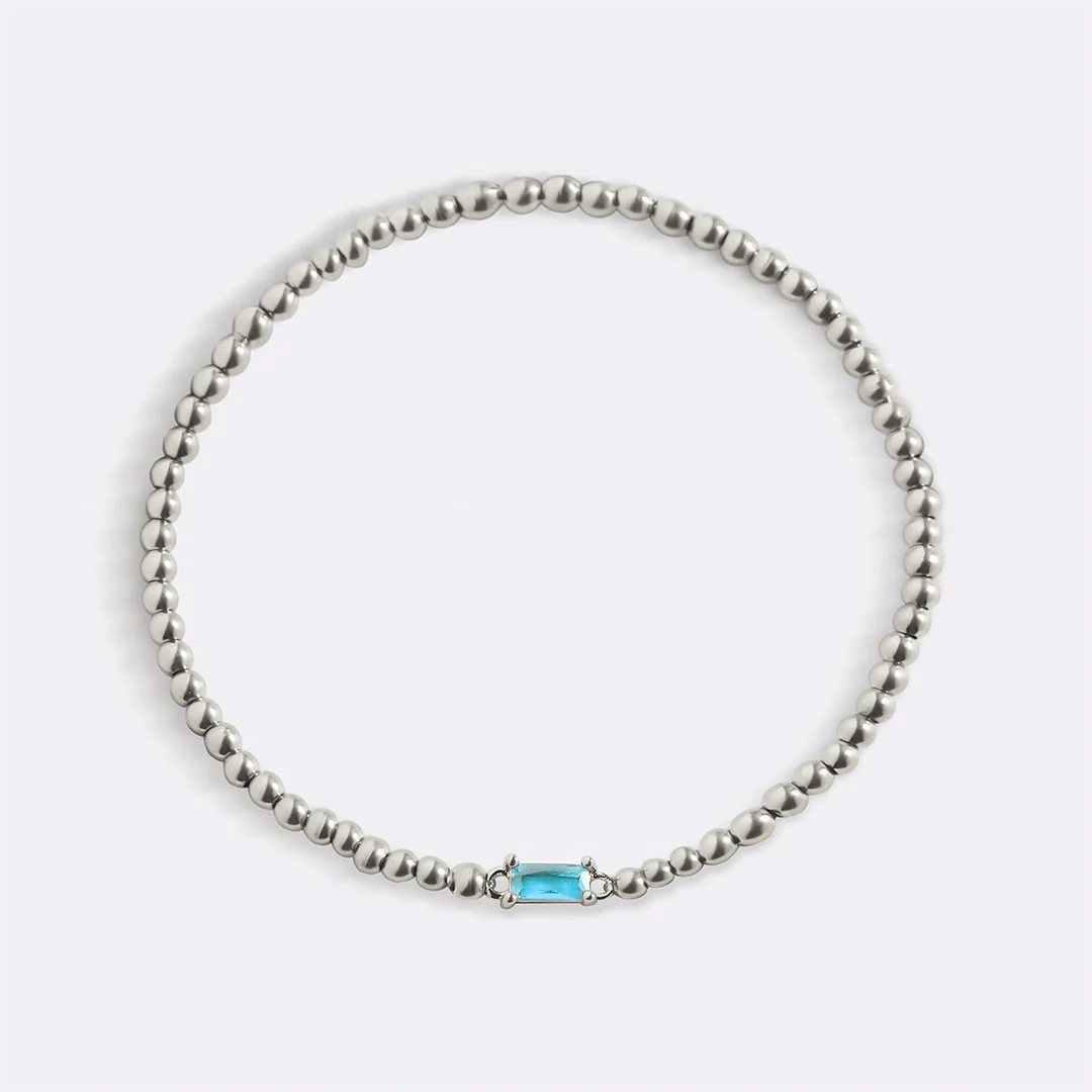Sterling Silver Beaded Birthstone Bracelet - Image 27