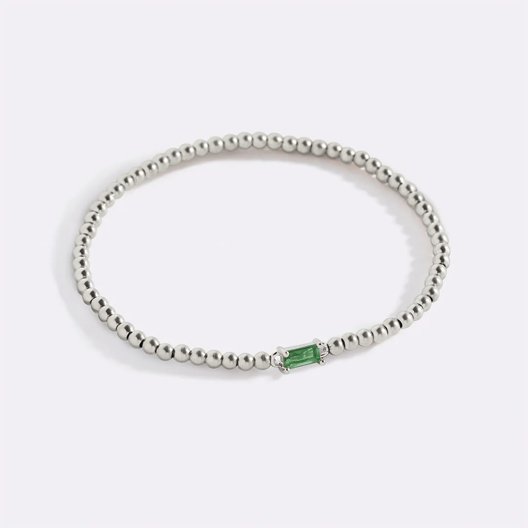 Sterling Silver Beaded Birthstone Bracelet - Image 32