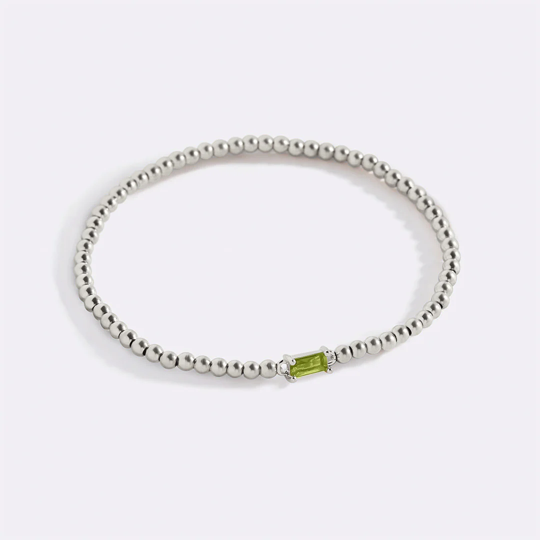 Sterling Silver Beaded Birthstone Bracelet - Image 38