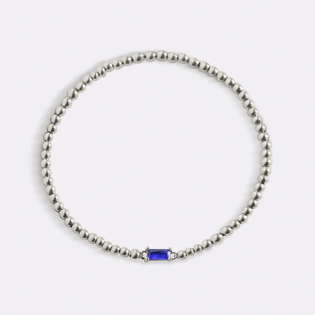 Sterling Silver Beaded Birthstone Bracelet - Image 39