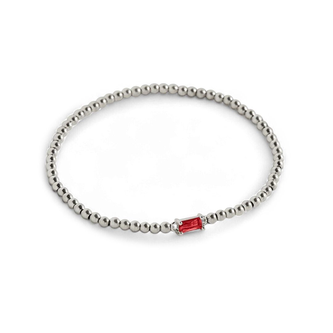 Sterling Silver Beaded Birthstone Bracelet - Image 4