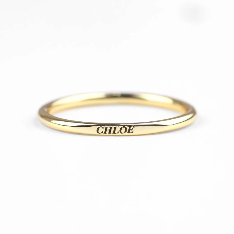 Sterling Silver Flat Top Super Tiny Stackable Name Ring - Image 5