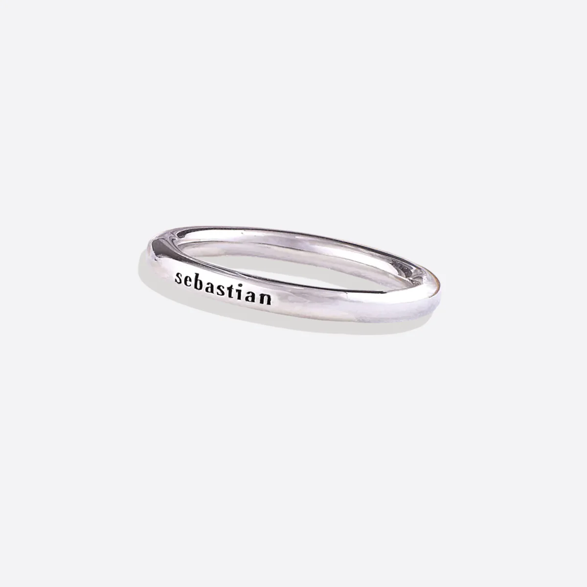 Sterling Silver Stamped Stackable Name Ring - Image 11