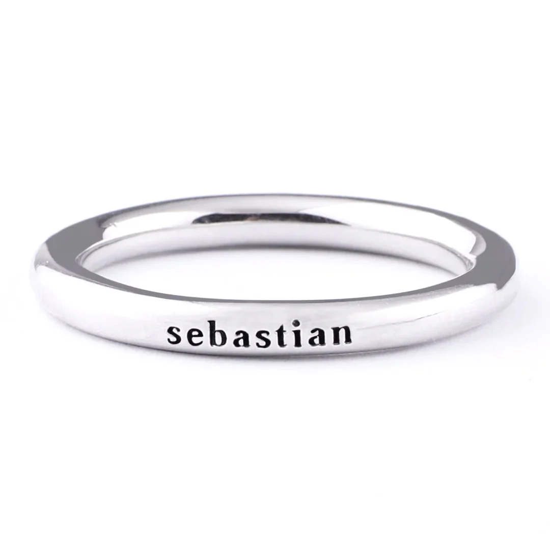 Sterling Silver Stamped Stackable Name Ring - Image 4