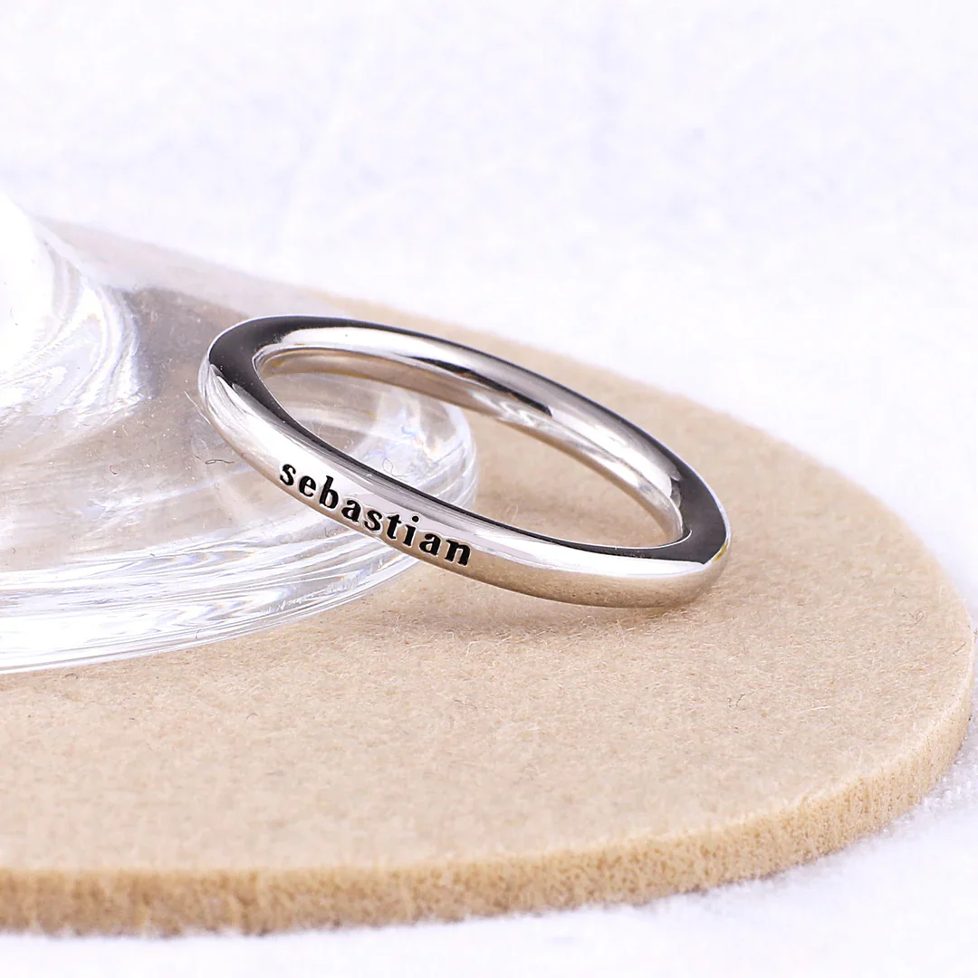 Sterling Silver Stamped Stackable Name Ring - Image 9