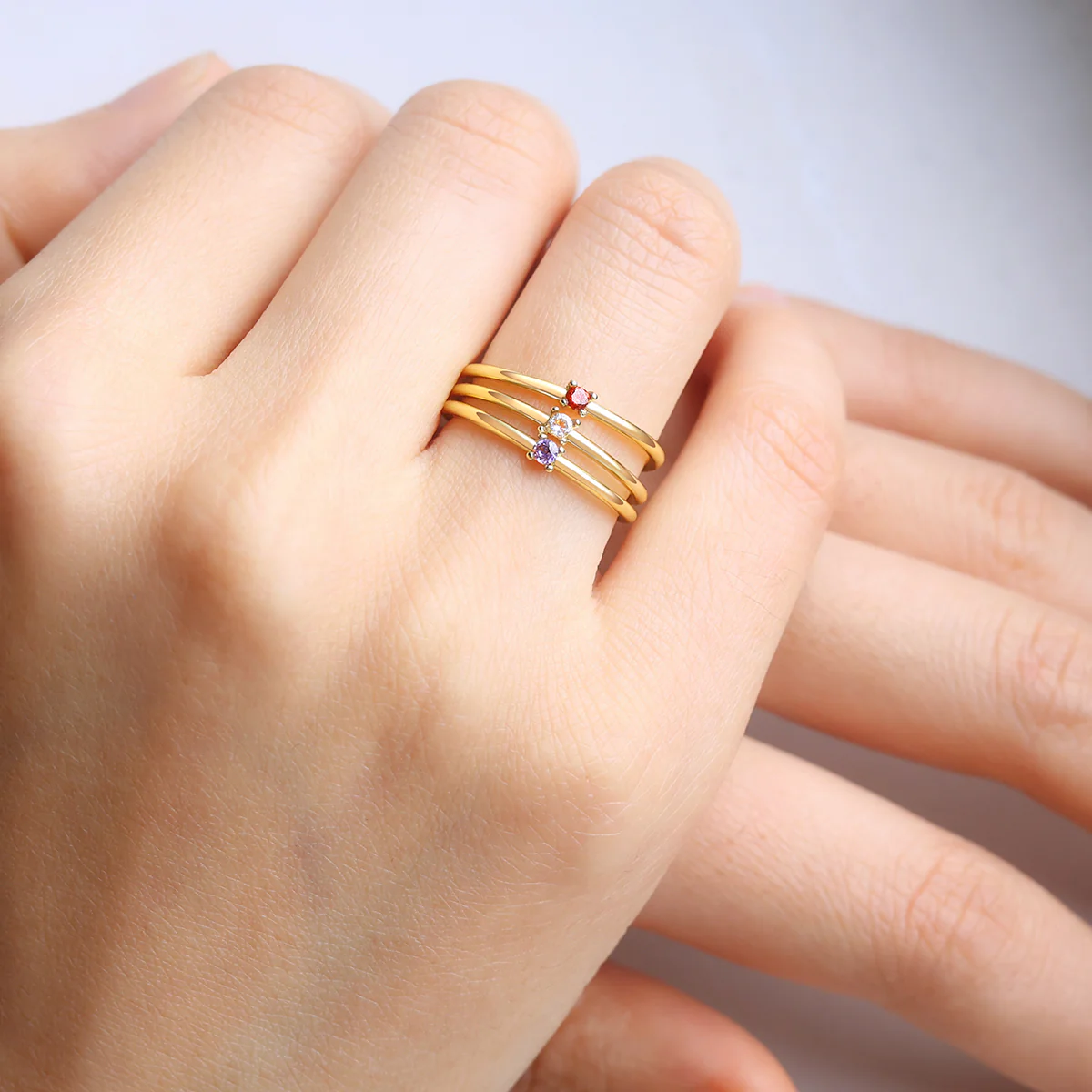 Super Dainty Birthstone Stacking Ring - Image 43