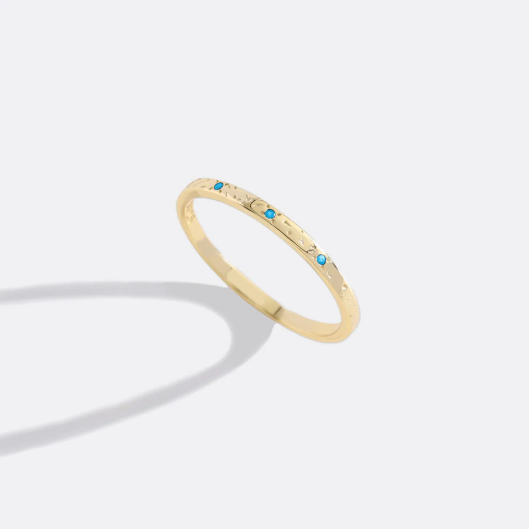 Narrow Textured Gold Birthstone Band - Image 30