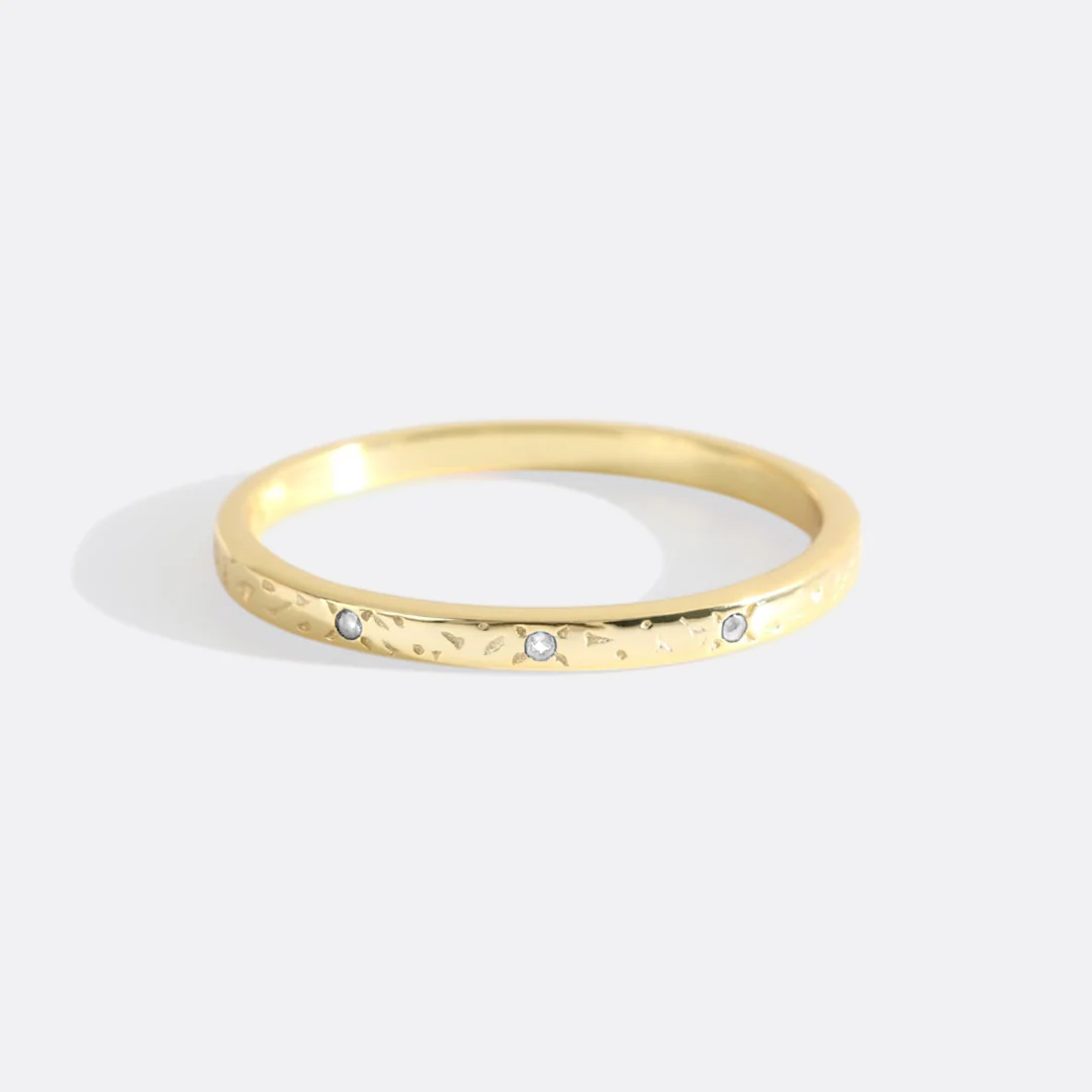 Narrow Textured Gold Birthstone Band - Image 31