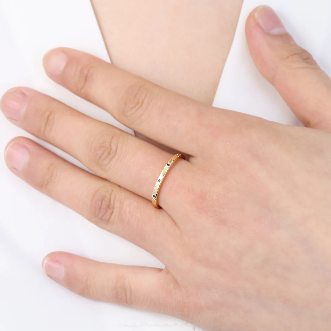 Narrow Textured Gold Birthstone Band - Image 33