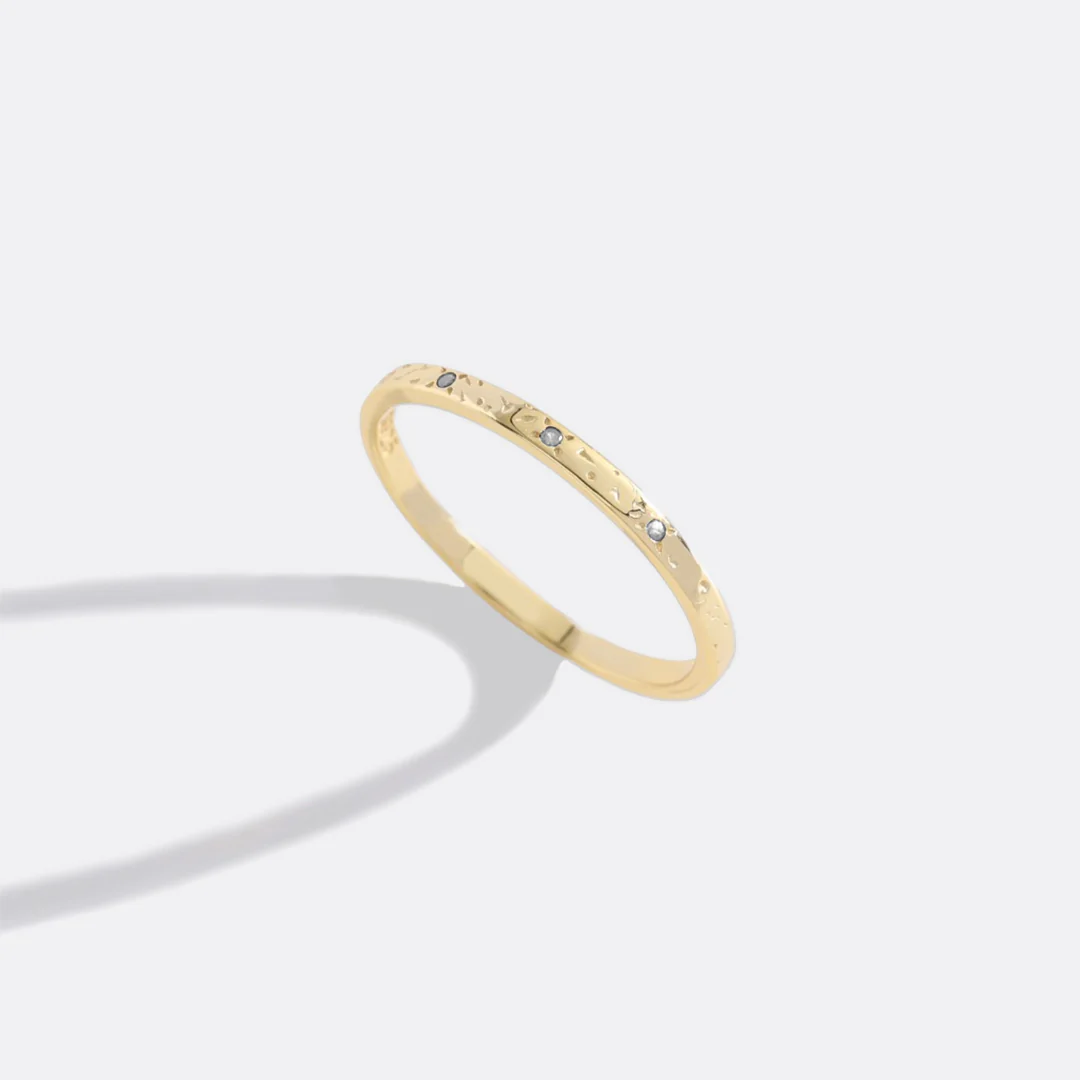 Narrow Textured Gold Birthstone Band - Image 34