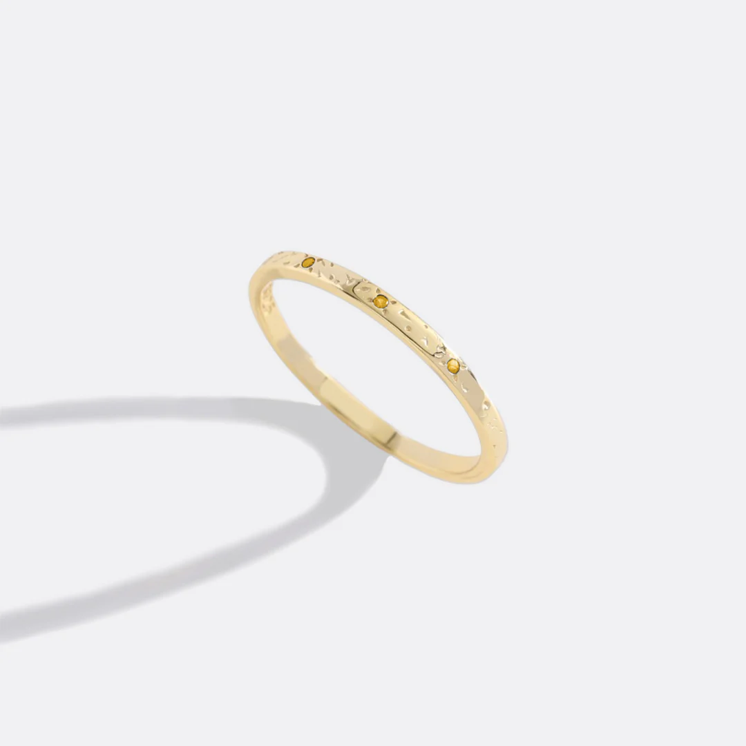 Narrow Textured Gold Birthstone Band - Image 51