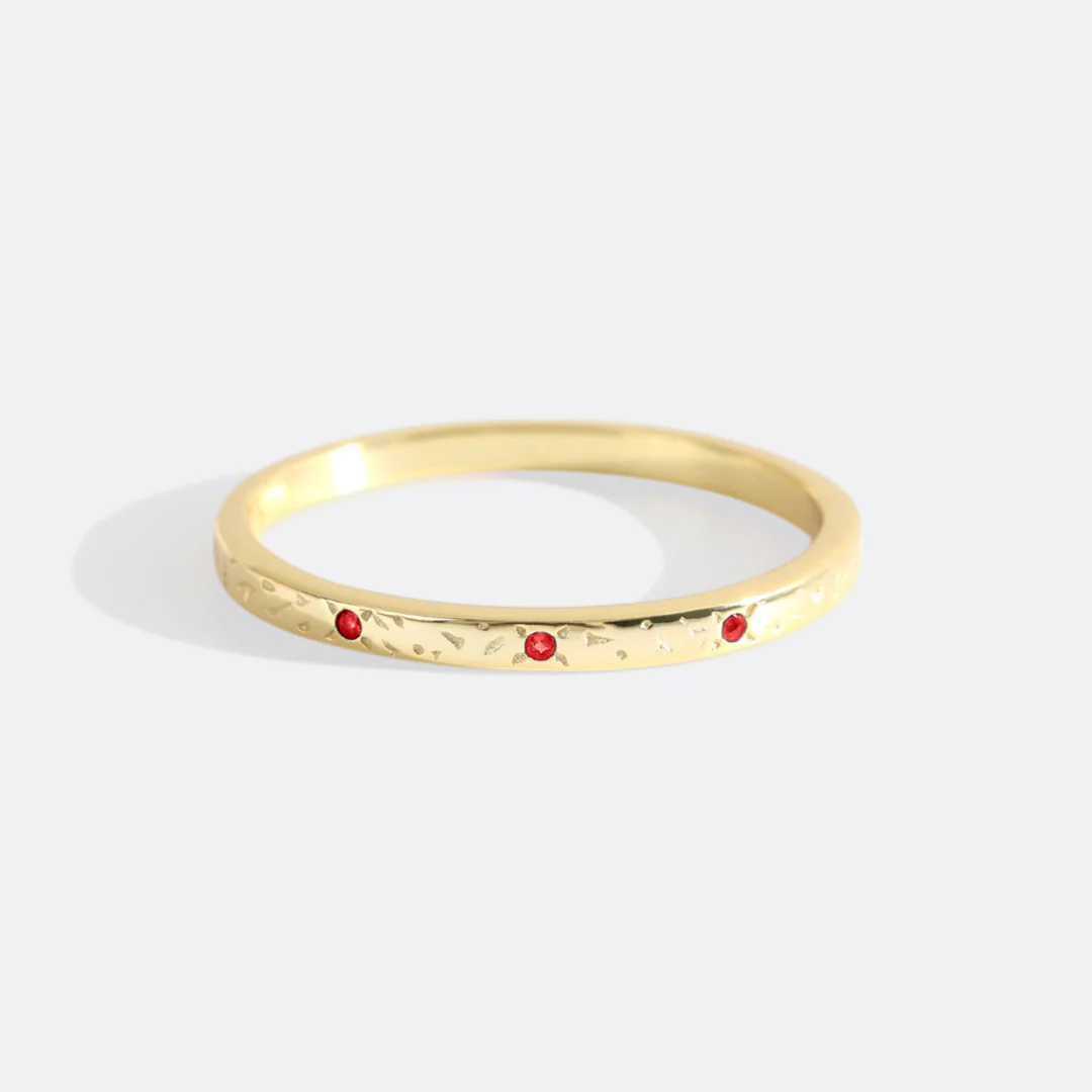 Narrow Textured Gold Birthstone Band - Image 54