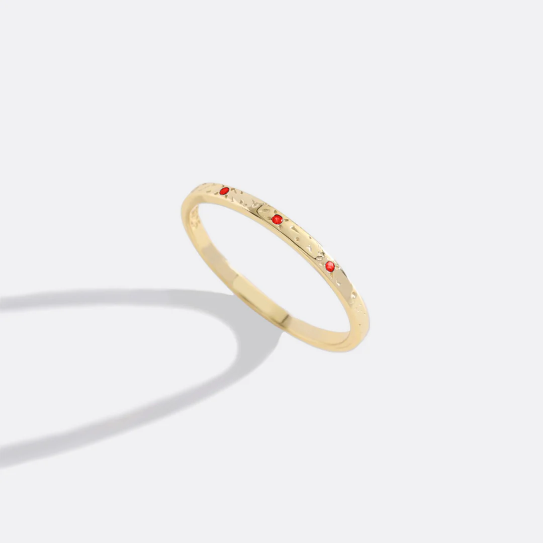 Narrow Textured Gold Birthstone Band - Image 55