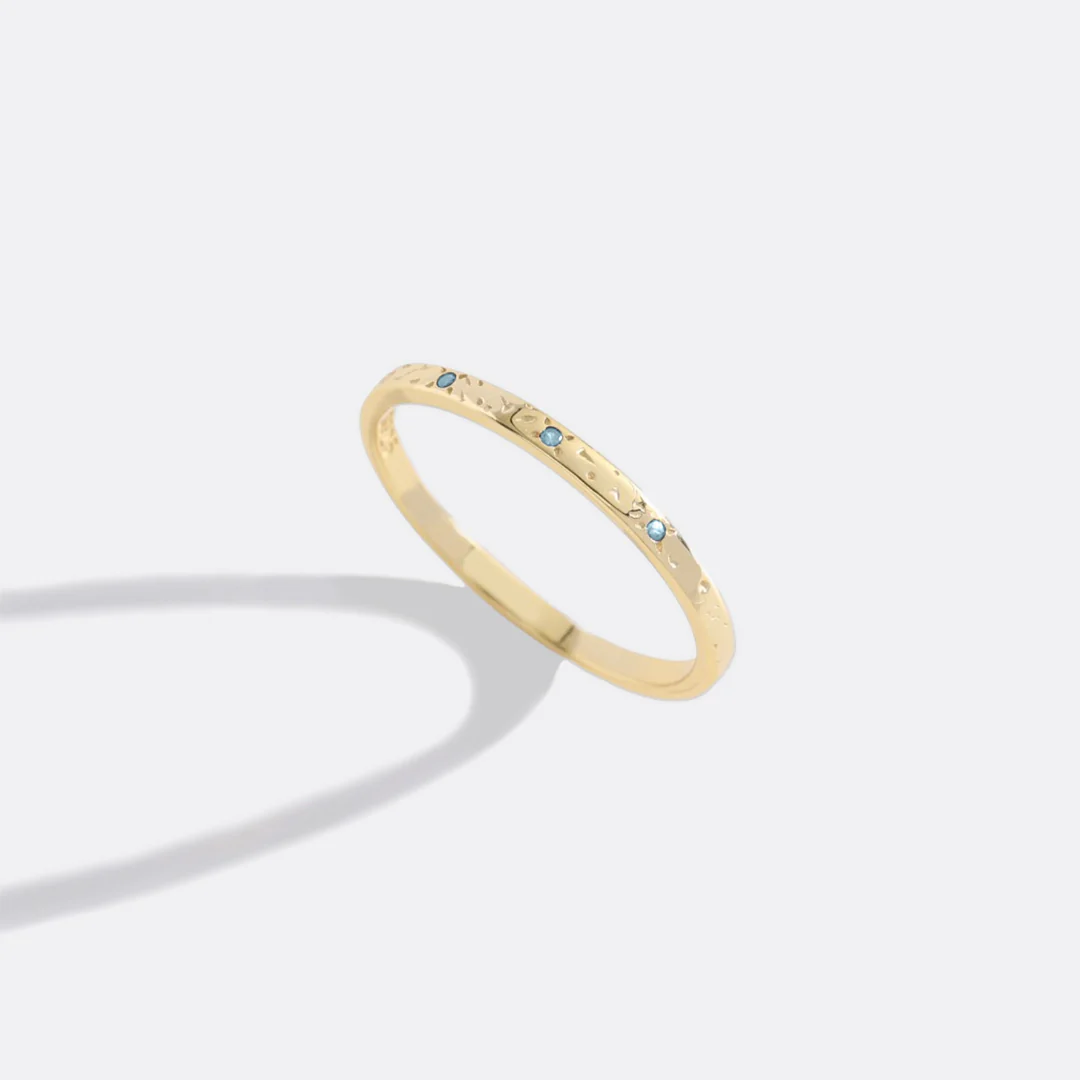 Narrow Textured Gold Birthstone Band - Image 59