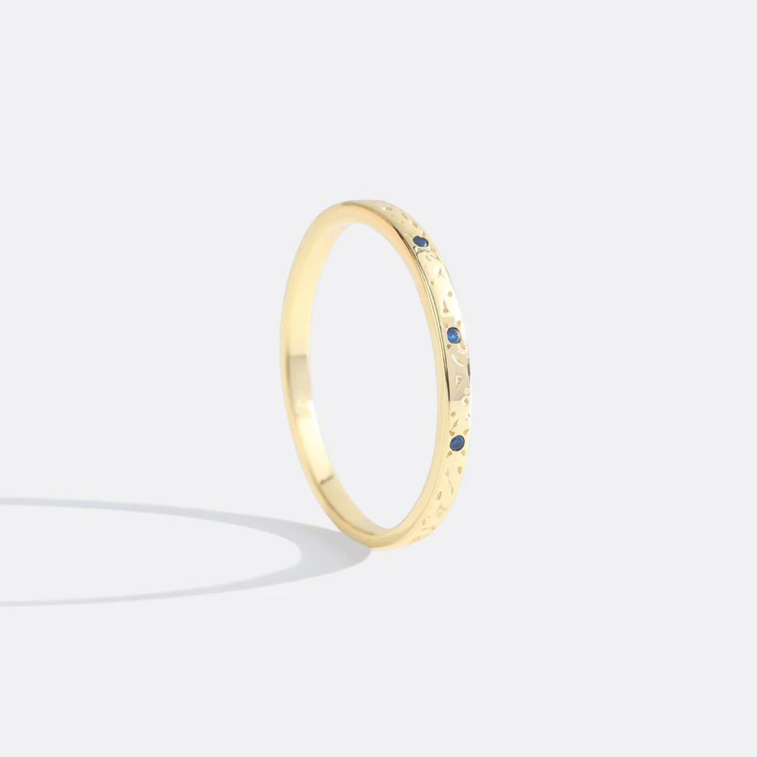 Narrow Textured Gold Birthstone Band - Image 7