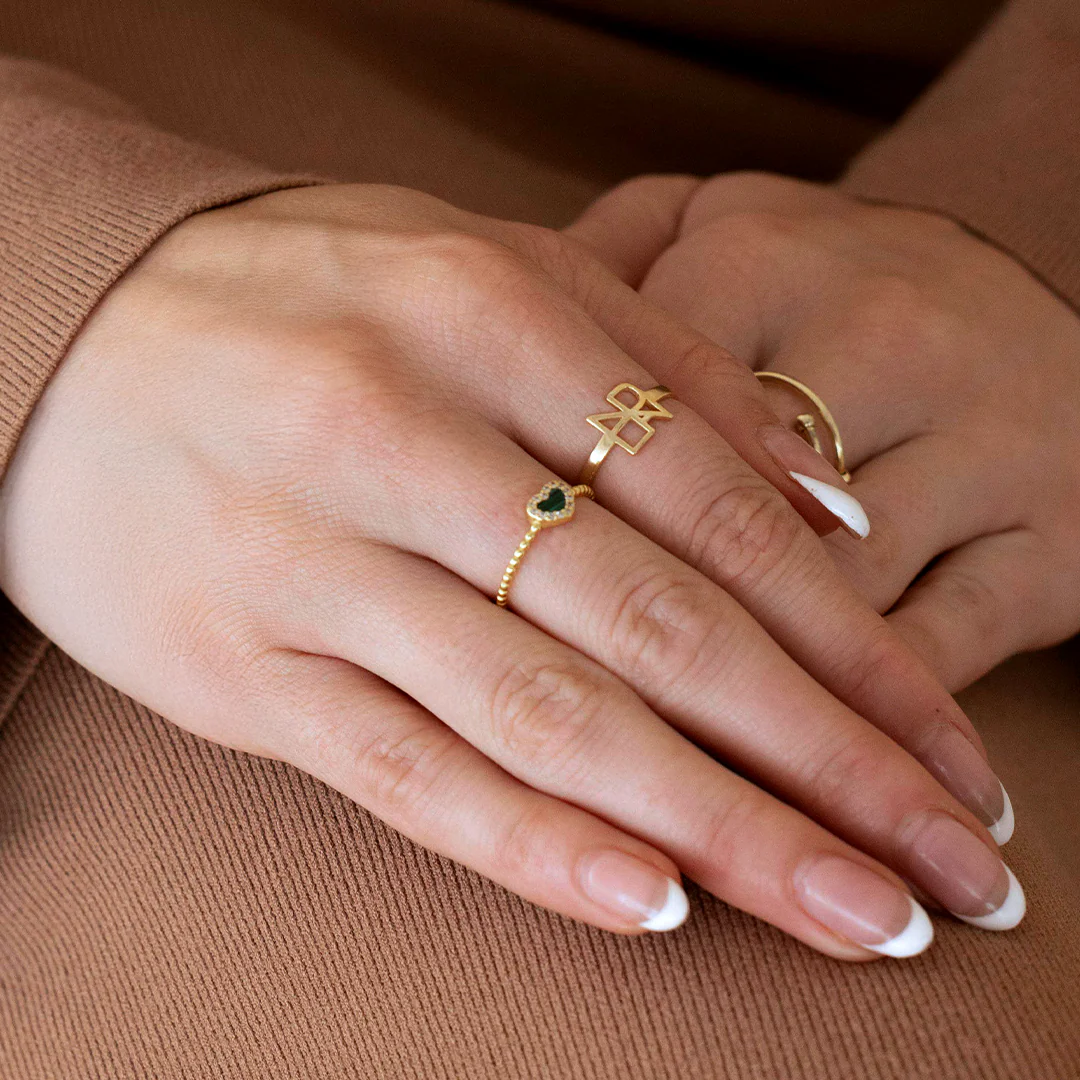 Tiny Gemstone Heart Stacking Ring - Image 12