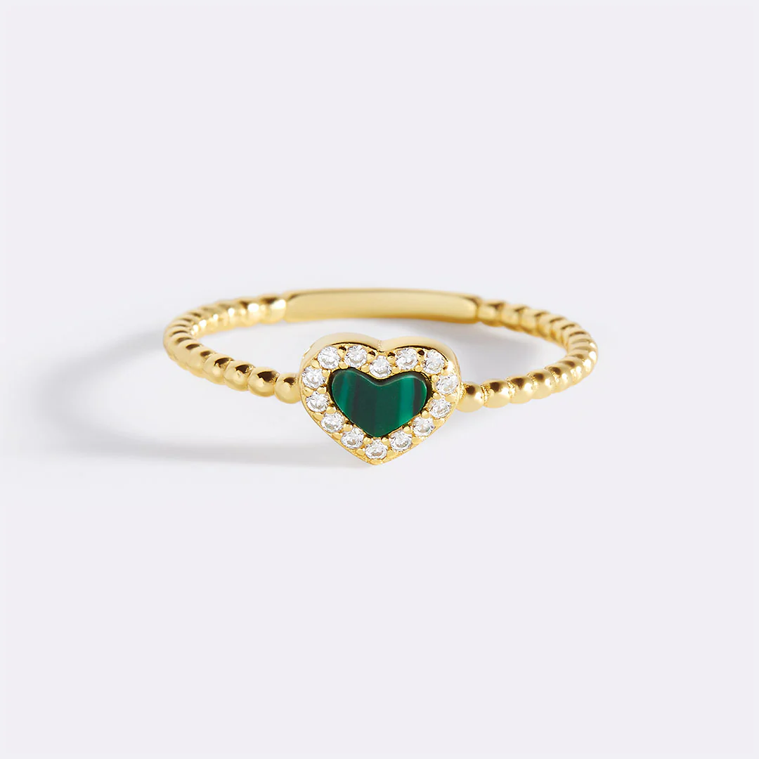 Tiny Gemstone Heart Stacking Ring - Image 14