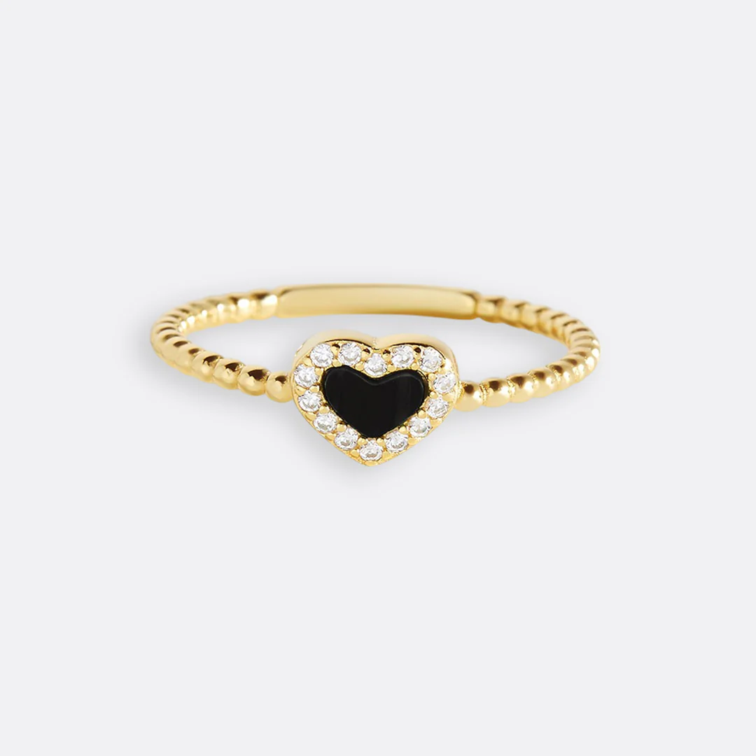 Tiny Gemstone Heart Stacking Ring - Image 16