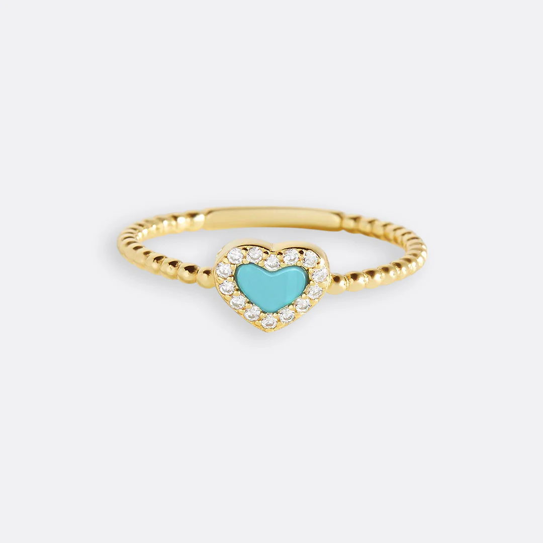 Tiny Gemstone Heart Stacking Ring - Image 17