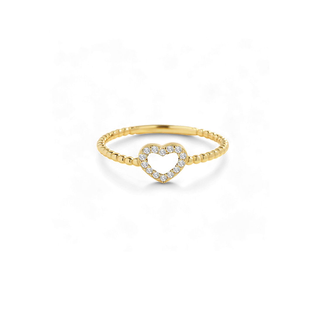 Tiny Gemstone Heart Stacking Ring - Image 4