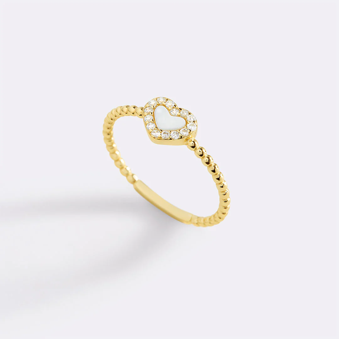 Tiny Gemstone Heart Stacking Ring - Image 5