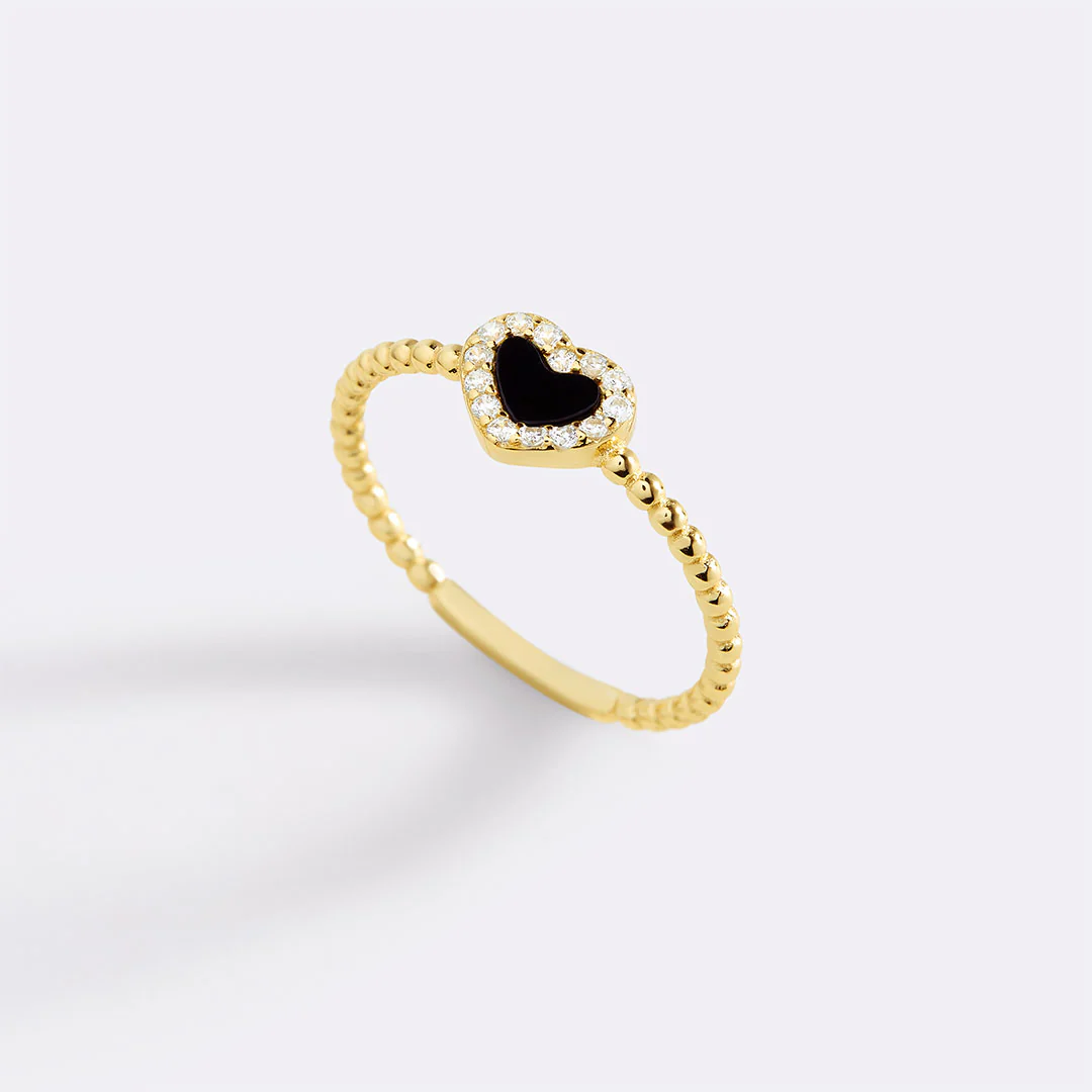 Tiny Gemstone Heart Stacking Ring - Image 7