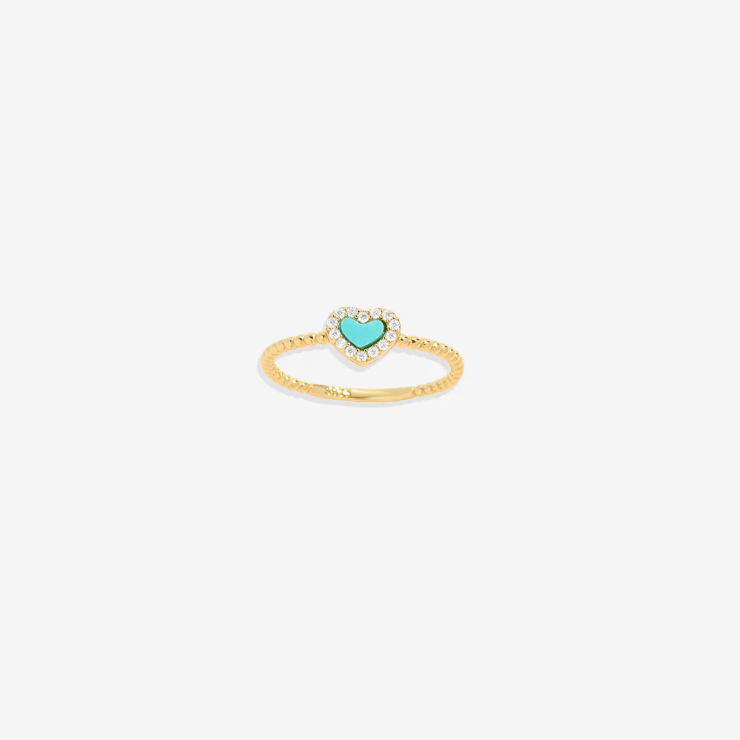 Tiny Gemstone Heart Stacking Ring - Image 8