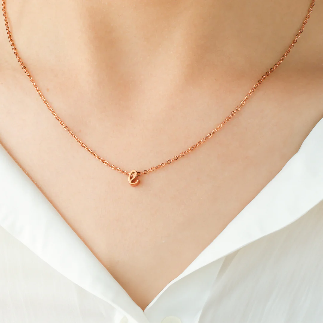 Tiny Script Initial Necklace - Image 105