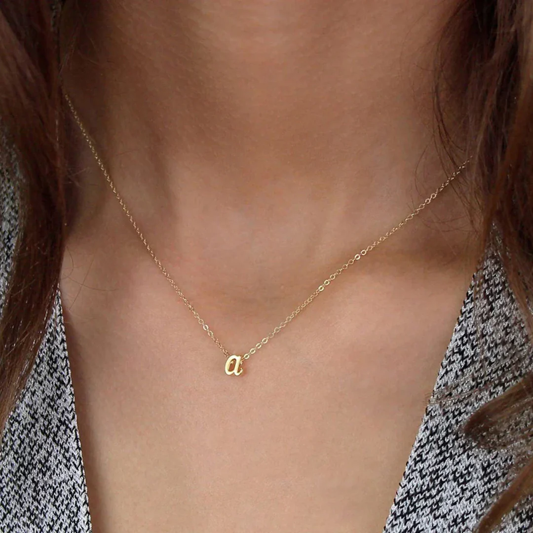Tiny Script Initial Necklace - Image 82