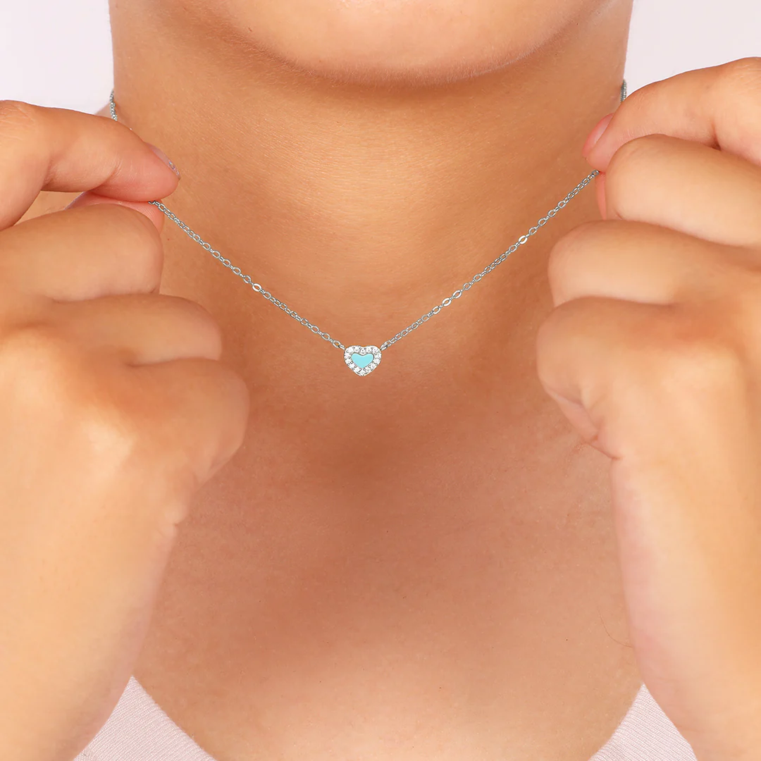 Tiny Turquoise Heart Choker - Image 12