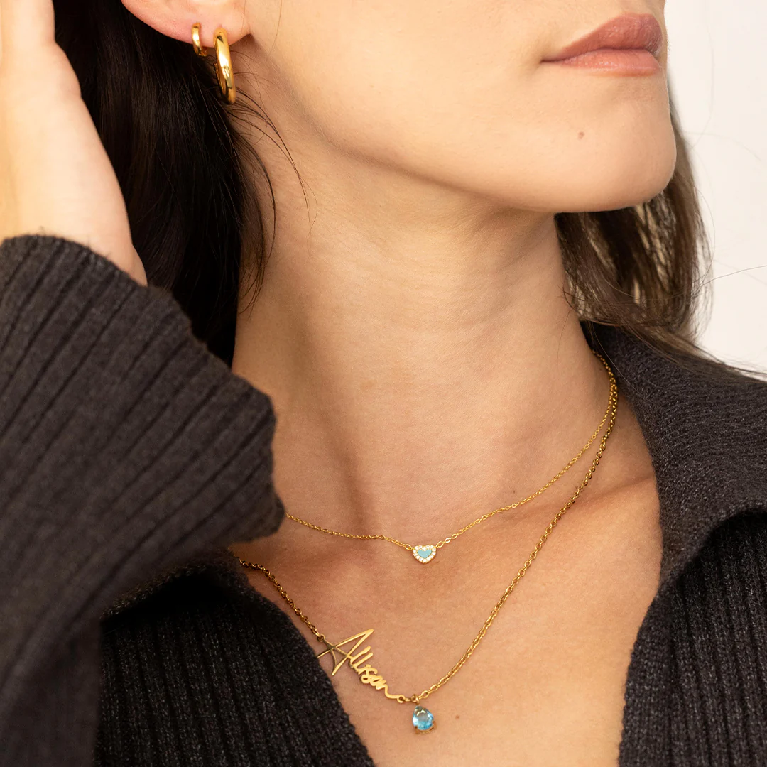 Tiny Turquoise Heart Choker - Image 3