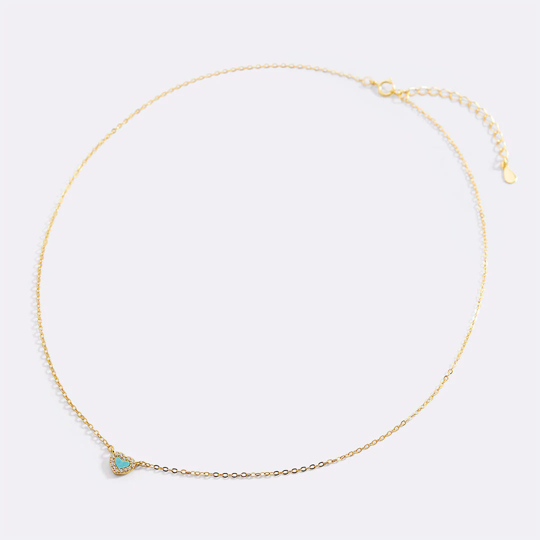 Tiny Turquoise Heart Choker - Image 4