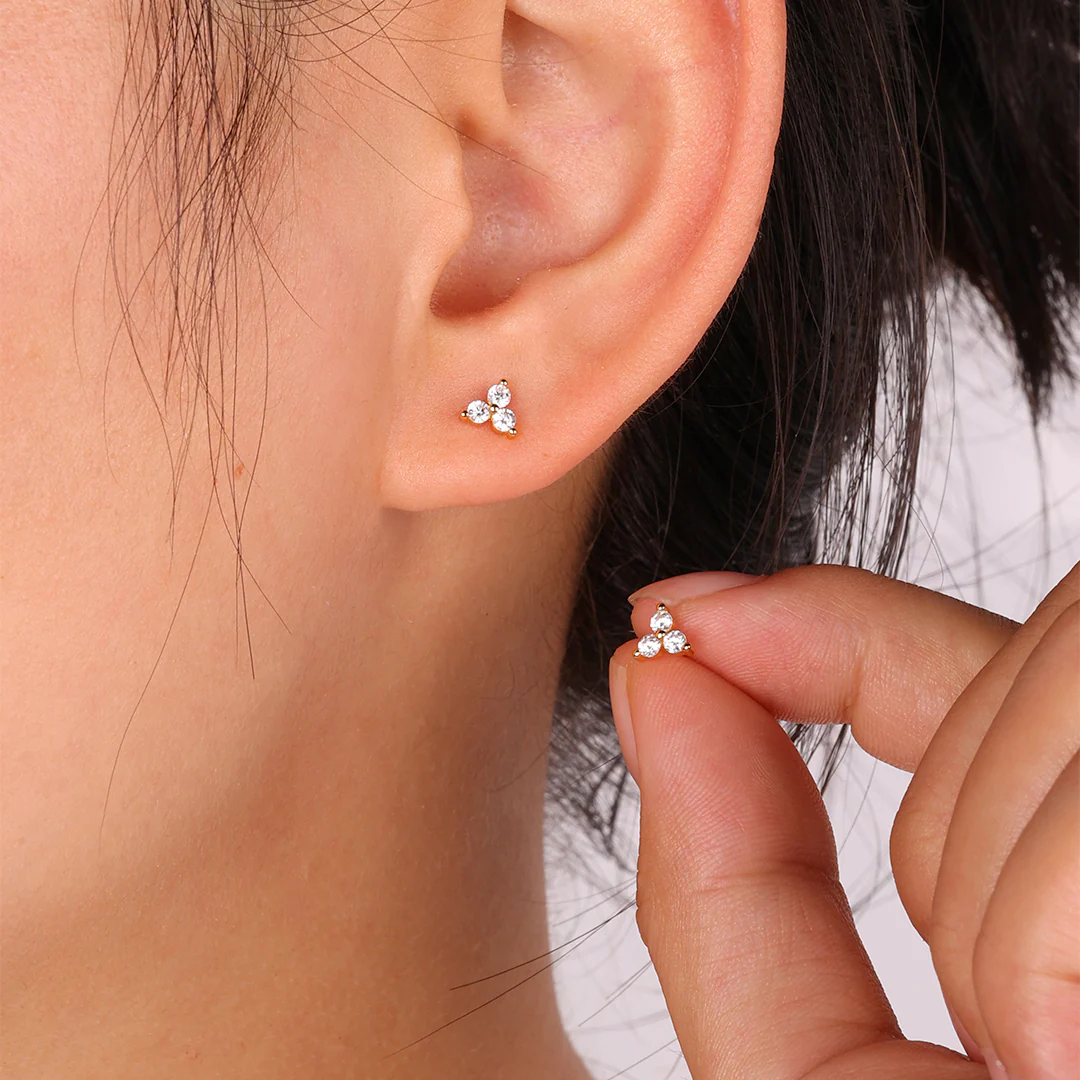 Trinity Birthstone Stud Earrings - Image 37