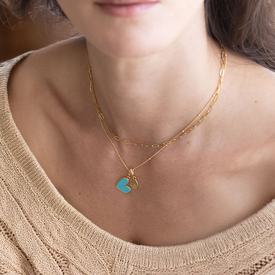 Turquoise Heart Initial Necklace - Image 3
