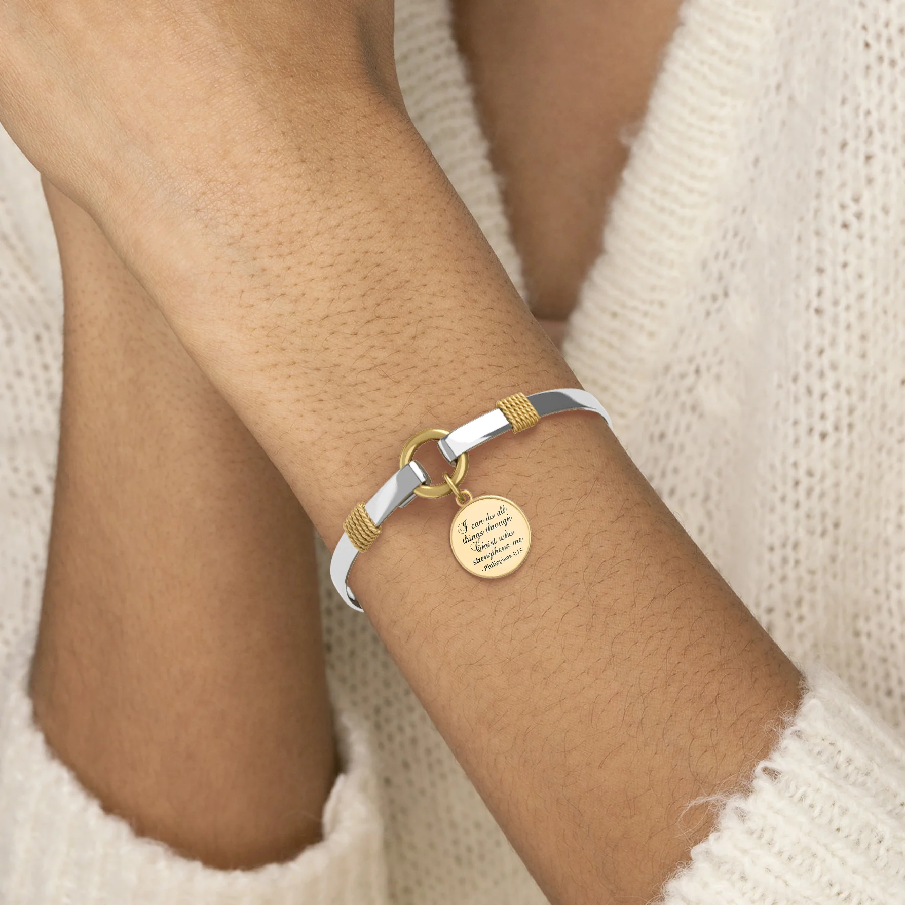 All Things Through Christ - Two-Tone Custom Charm Bracelet - Image 36
