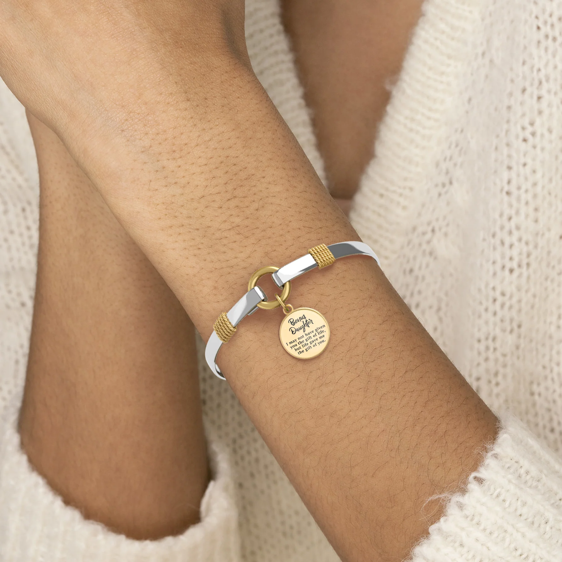 Bonus Daughter - Two-Tone Custom Charm Bracelet - Image 36